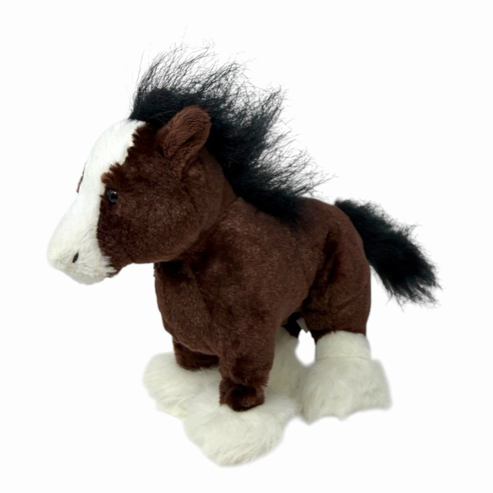 Ganz Webkinz Clydesdale Horse Plush Brown White Feathered Hooves Stuffed Animal
